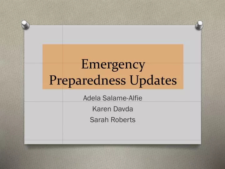 emergency preparedness updates