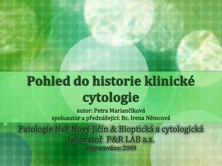 pohled do historie klinick cytologie