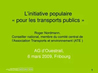 L’initiative populaire « pour les transports publics »