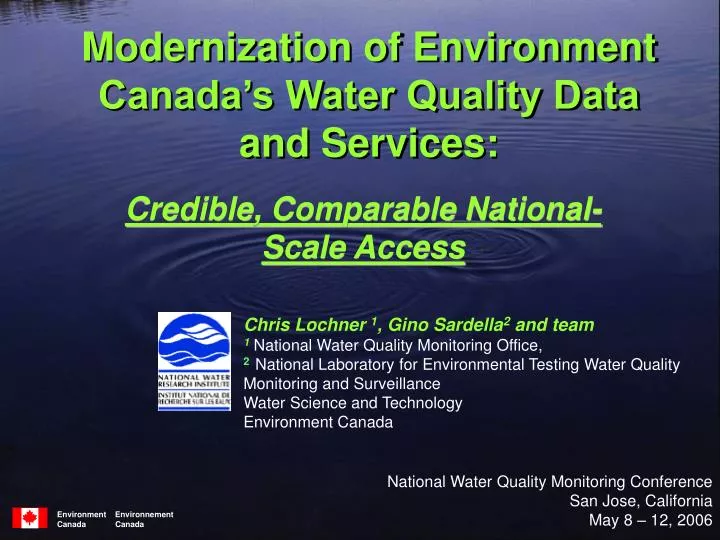 modernization of environment canada s water quality data and services