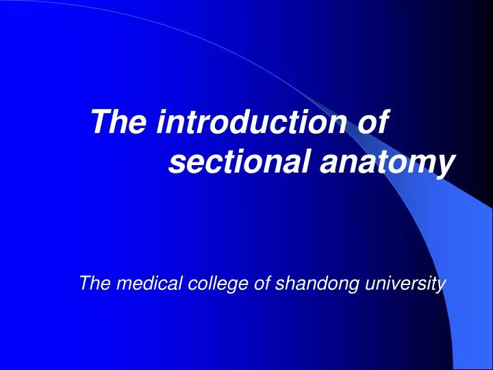 the introduction of sectional anatomy