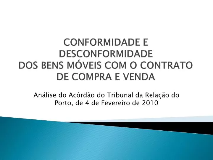 conformidade e desconformidade dos bens m veis com o contrato de compra e venda