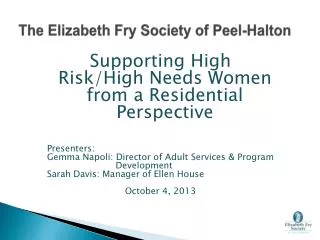 The Elizabeth Fry Society of Peel-Halton