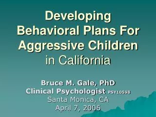 Developing Behavioral Plans For Aggressive Children in California