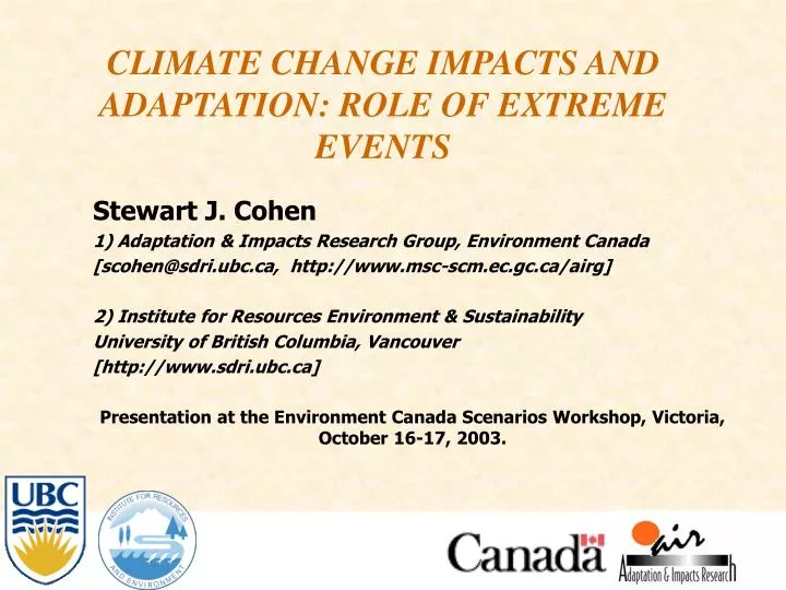 climate change impacts and adaptation role of extreme events