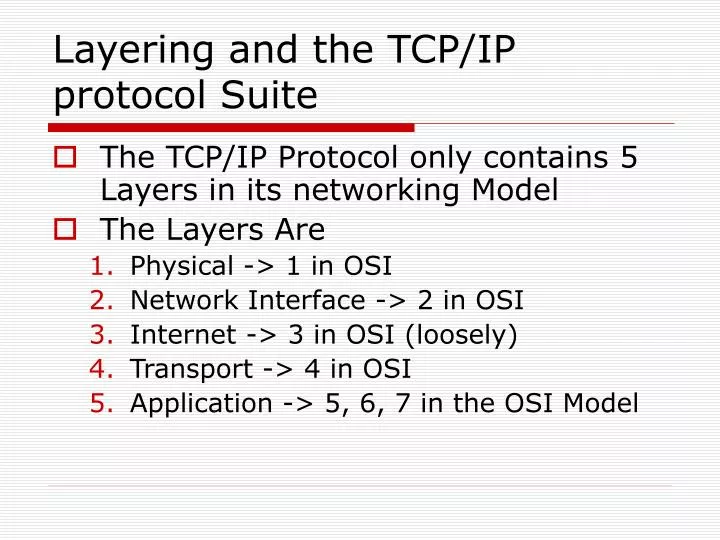 layering and the tcp ip protocol suite