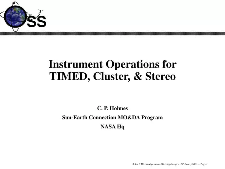 instrument operations for timed cluster stereo