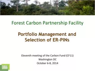Eleventh meeting of the Carbon Fund (CF11) Washington DC October 6-8, 2014