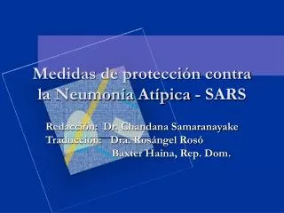 Medidas de protección contra la Neumonía Atípica - SARS