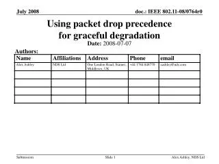 Using packet drop precedence for graceful degradation