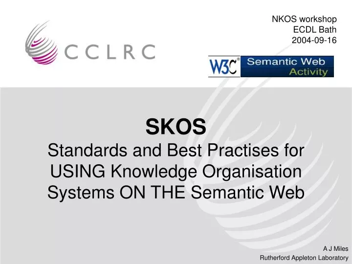 skos standards and best practises for using knowledge organisation systems on the semantic web