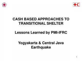 CASH BASED APPROACHES TO TRANSITIONAL SHELTER
