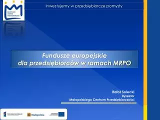 Fundusze europejskie dla przedsiębiorców w ramach MRPO