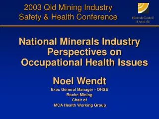 2003 Qld Mining Industry Safety &amp; Health Conference