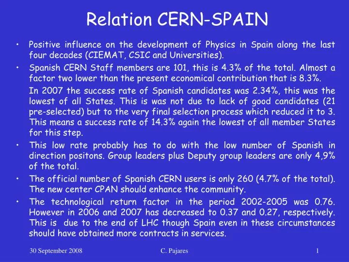 relation cern spain