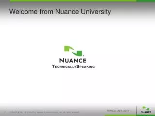 Welcome from Nuance University