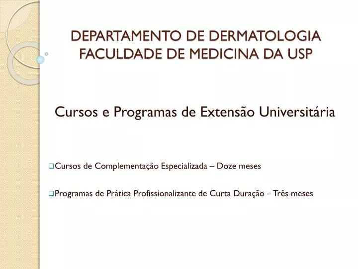departamento de dermatologia faculdade de medicina da usp