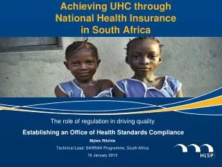 Achieving UHC through National Health Insurance in South Africa