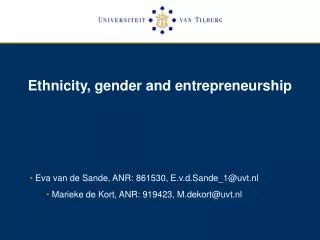 Ethnicity, gender and entrepreneurship