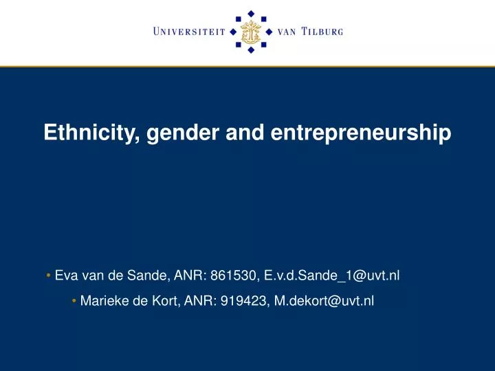 ethnicity gender and entrepreneurship