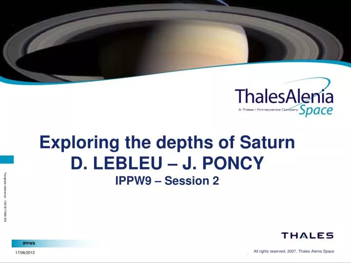 exploring the depths of saturn d lebleu j poncy ippw9 session 2