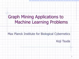 Graph Mining Applications to Machine Learning Problems