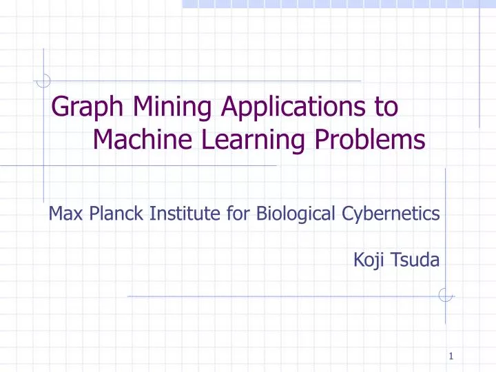 graph mining applications to machine learning problems