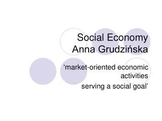 Social Economy Anna Grudzińska