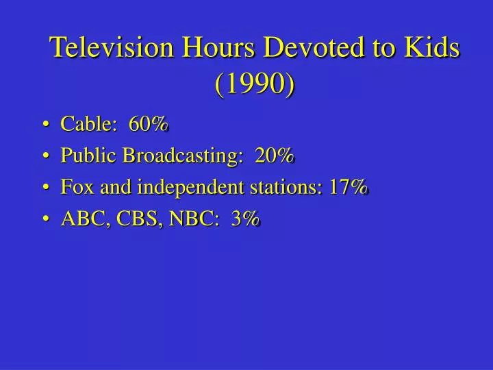 television hours devoted to kids 1990