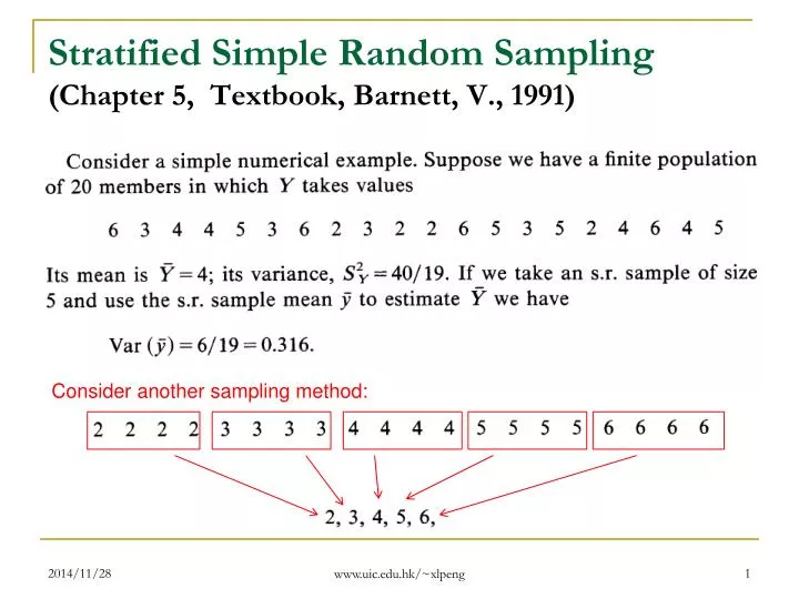 stratified simple random sampling chapter 5 textbook barnett v 1991