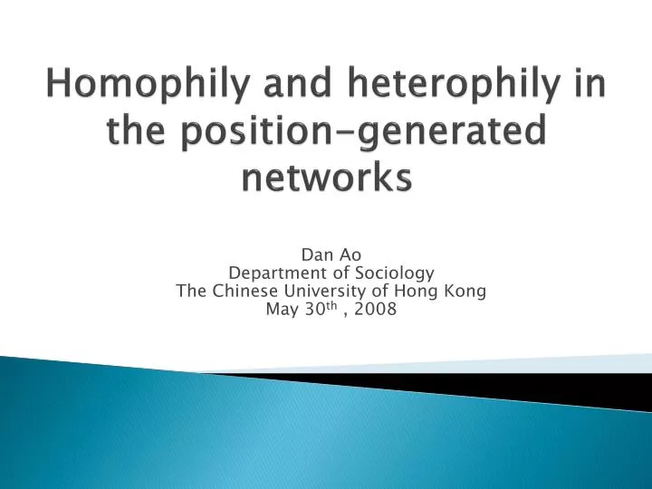 homophily and heterophily in the position generated networks