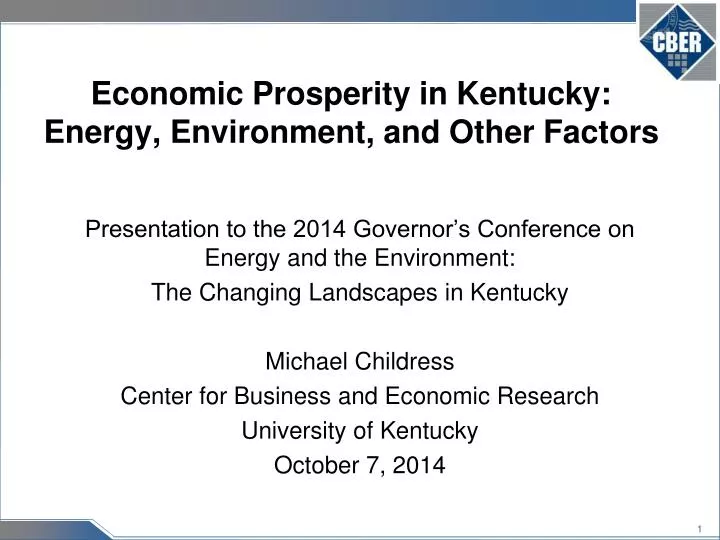 economic prosperity in kentucky energy environment and other factors