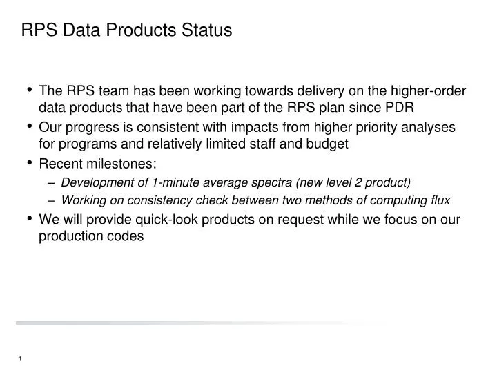 rps data products status