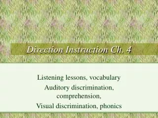 Direction Instruction Ch. 4