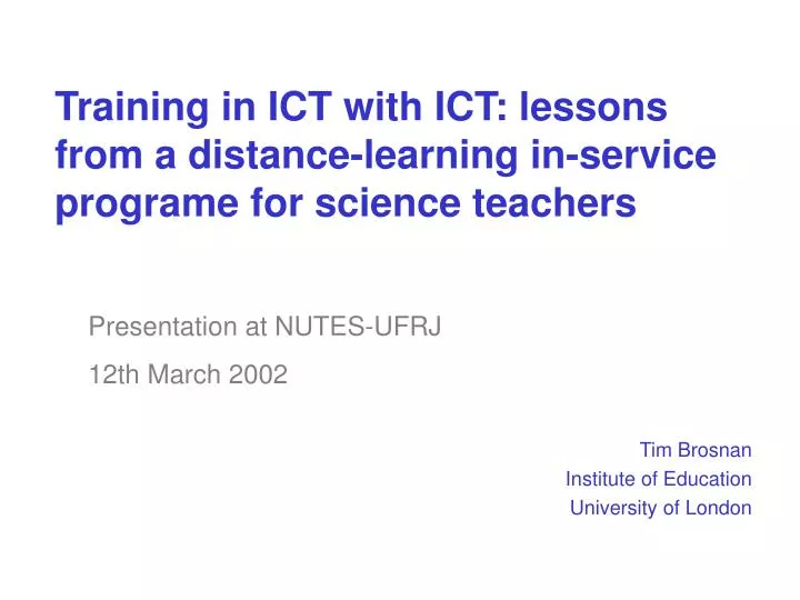 training in ict with ict lessons from a distance learning in service programe for science teachers