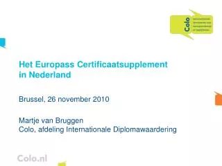 Het Europass Certificaatsupplement in Nederland