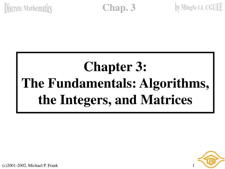 chapter 3 the fundamentals algorithms the integers and matrices