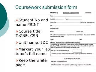 Coursework submission form