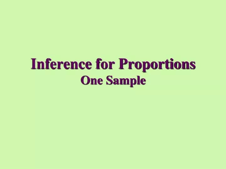inference for proportions one sample