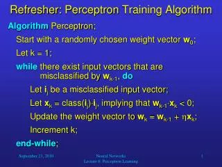 Refresher: Perceptron Training Algorithm
