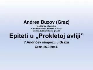7.Andrićev simpozij u Grazu Graz, 25.9.2014.