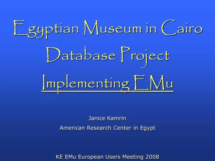egyptian museum in cairo database project implementing emu