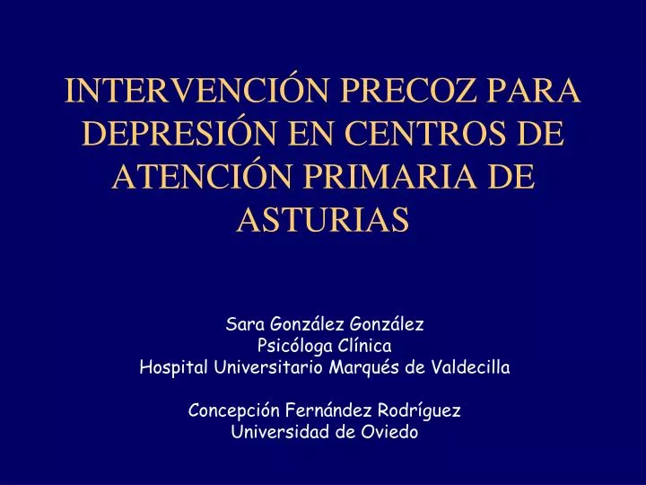 intervenci n precoz para depresi n en centros de atenci n primaria de asturias