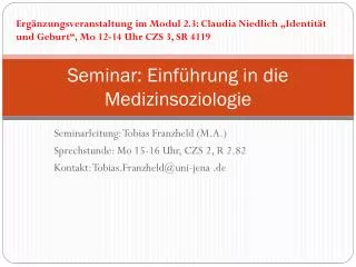 Seminar: Einführung in die Medizinsoziologie
