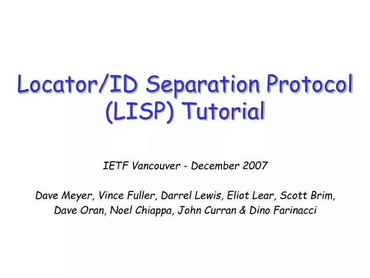 locator id separation protocol lisp tutorial
