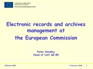 Electronic records and archives management at the European Commission