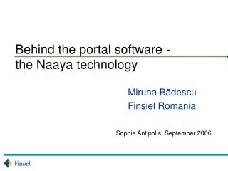 Behind the portal software - the Naaya technology