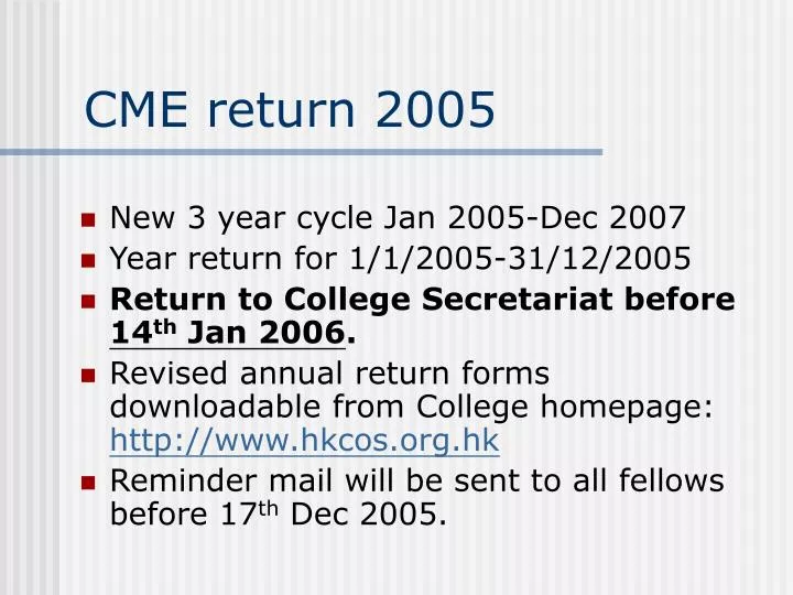 cme return 2005