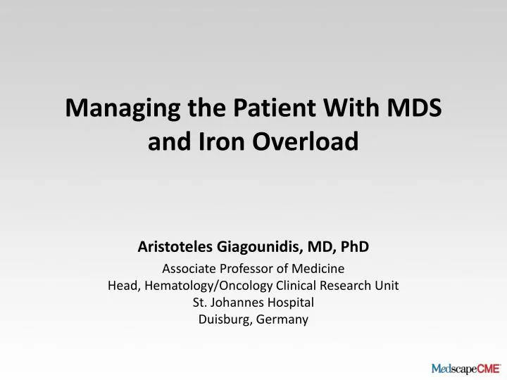 managing the patient with mds and iron overload