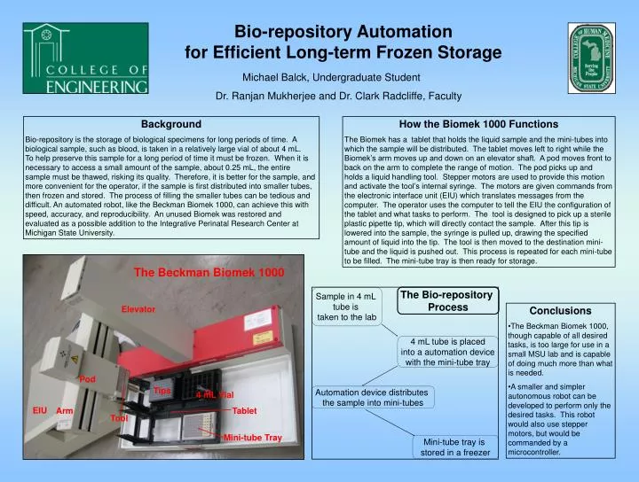 bio repository automation for efficient long term frozen storage